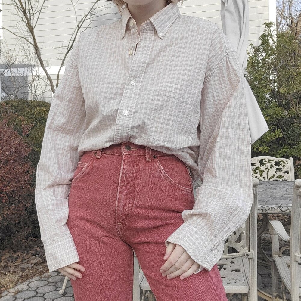 ❝ Oxford & Fulham plaid beige button down shirt ❞